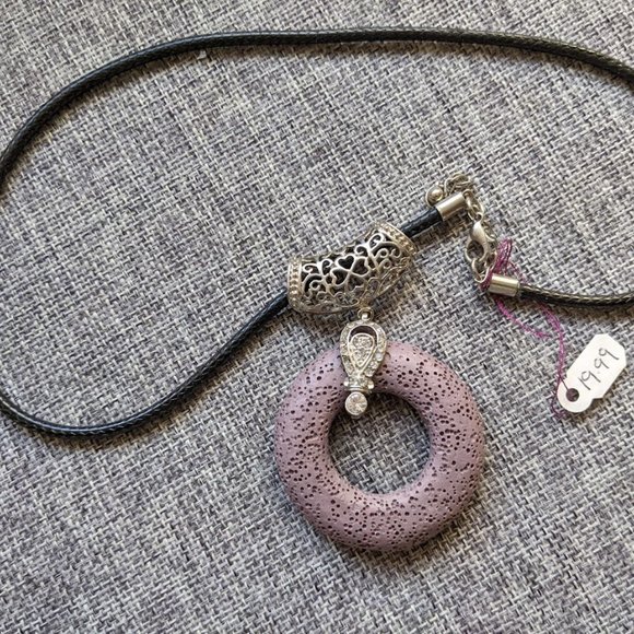 Handmade Lava Stone Aromatherapy Diffuser Necklaces - Purple - Picture 2 of 8